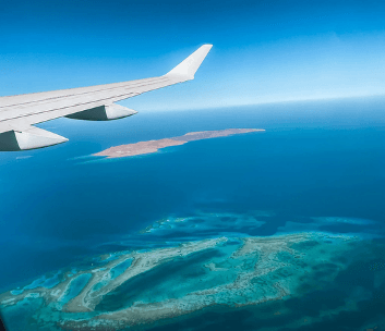 Flying over the Red Sea in Egypt seeing all the reefs that make for great scuba diving in the Red Sea Egypt