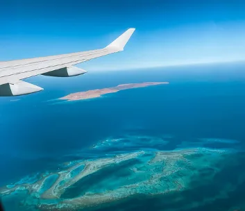 Flying over the Red Sea in Egypt seeing all the reefs that make for great scuba diving in the Red Sea Egypt