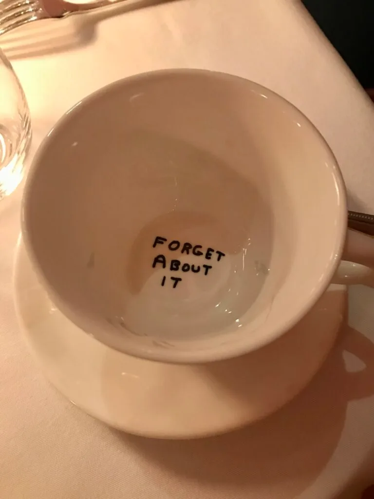 The bottom of the tea cup during a quirky afternoon tea in London