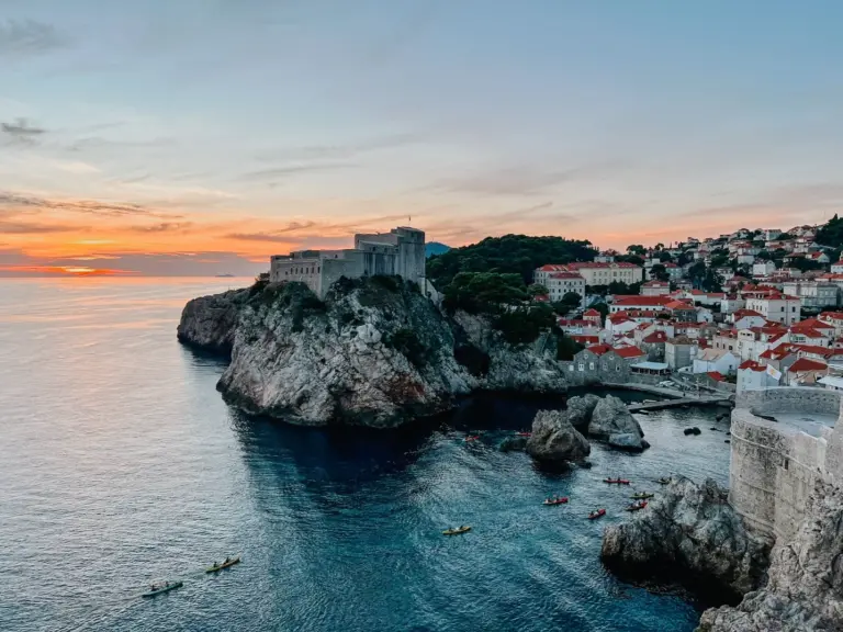 The view of the sunset from the Old Walls in Dubrovnik, Croatia