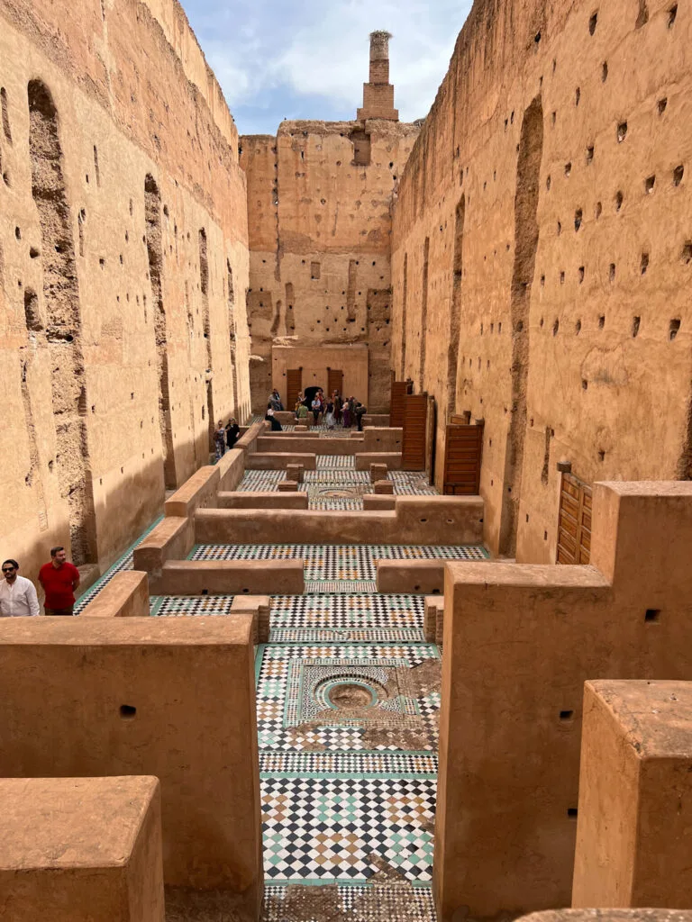 Beautiful architecture of El Badi Palace in Marrakech, Morocco.