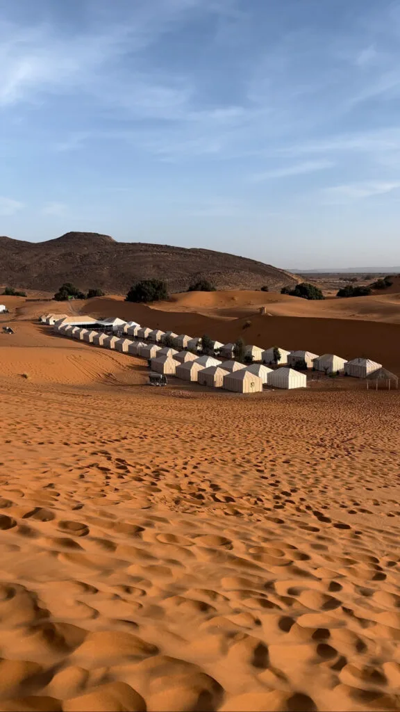 Luxury desert camps in the Sahara Desert sand dunes