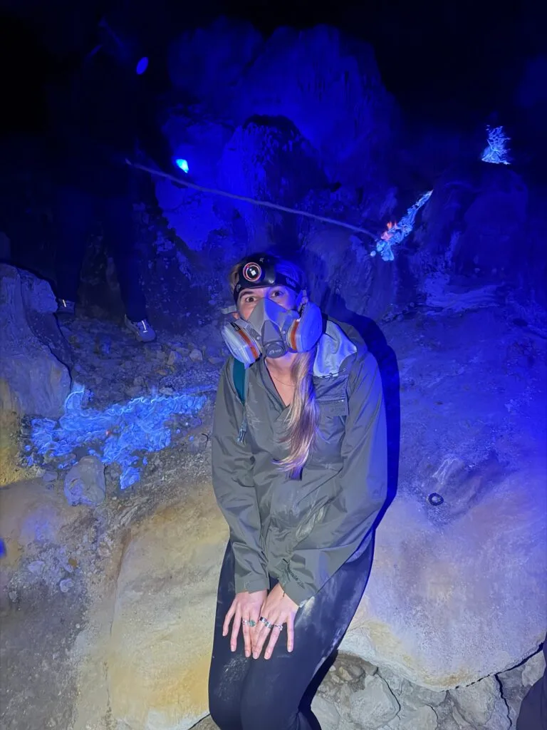 Blue flames from sulfur inside Ijen crater